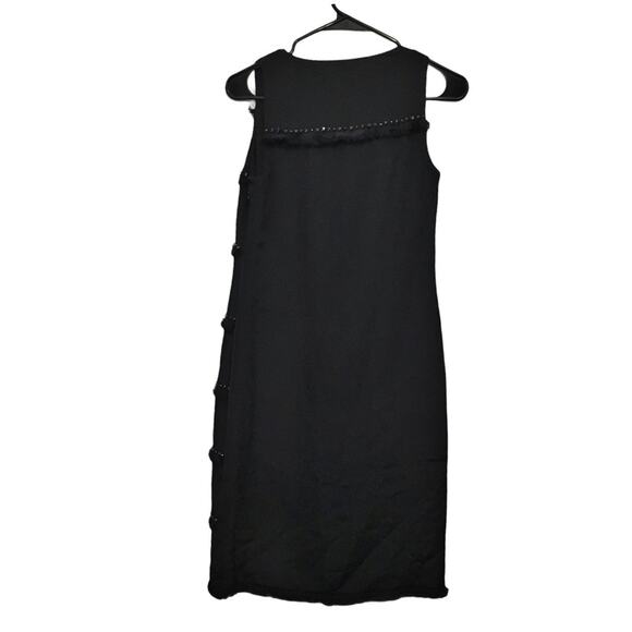 Magaschoni Black Silk Beaded Shift Dress 6 - Picture 5 of 7